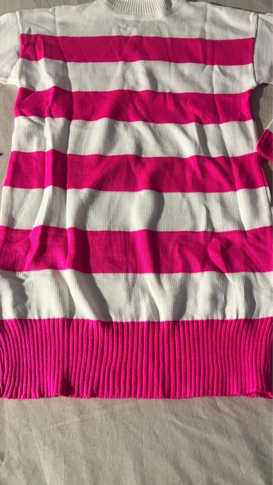 Pink & White Striped Turtleneck Sweater Soft & Cozy – photo 3